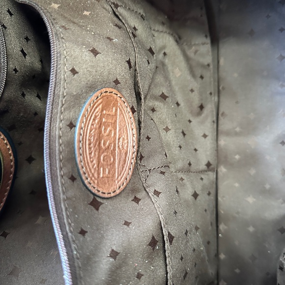 Fossil large leather weekender tote bag dark brown - Picture 12 of 12